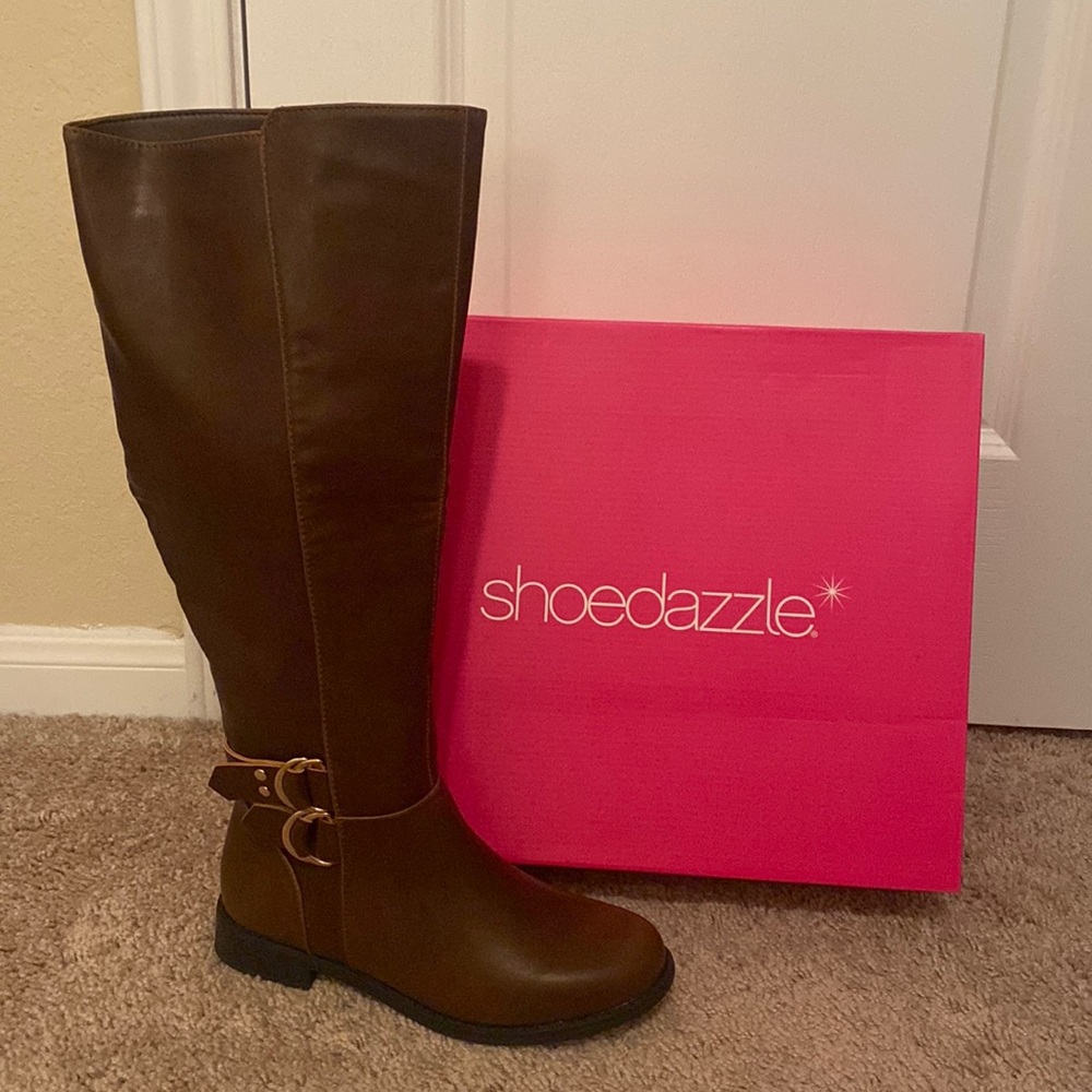 ShoeDazzle Brown Twany Riding Boots **NIB** Sz 6